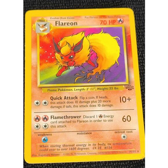 Pokémon Flareon Jungle Regular Stage 1 Card Game 19/64 Collector Edition - Picture 1 of 7